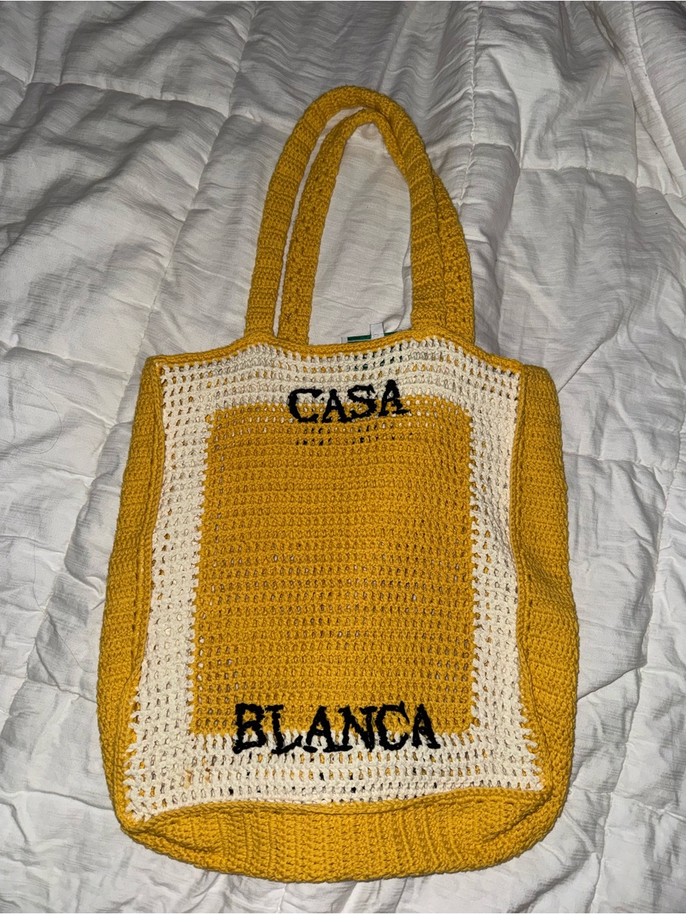 Casa Blanca Yellow Crochet Tote Bag